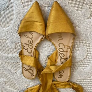 Sam Edelman Yellow Flats with Wraparound Ankle Design